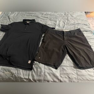 Linksoul Golf Polo And Shorts Black Size Large Men's set of 2